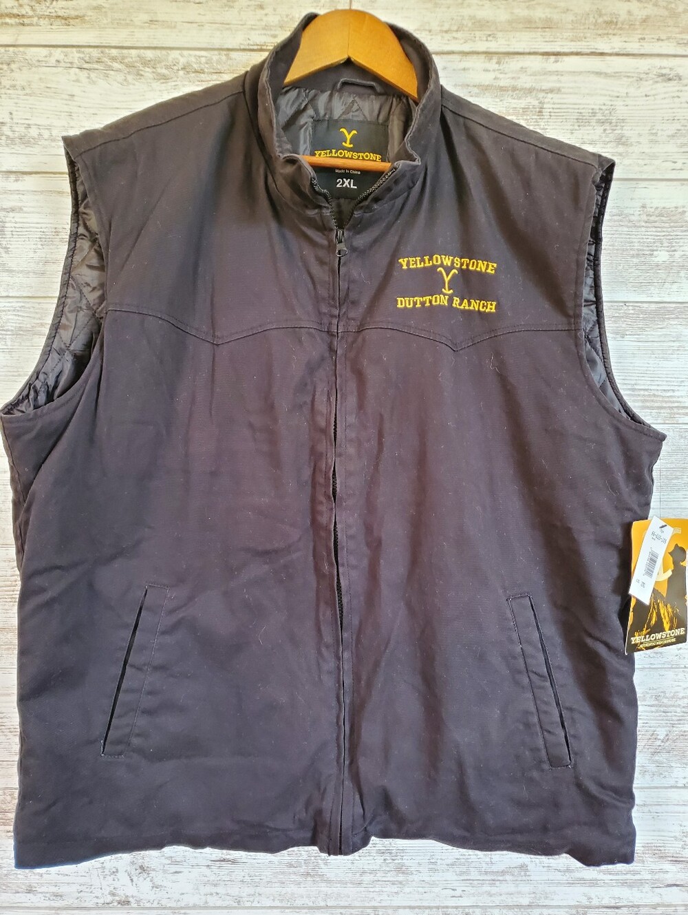 NWT Yellowstone Dutton Ranch Black Full Zip Quilted Vest Jacket Unisex